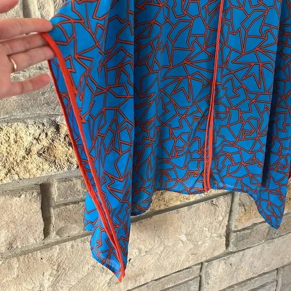 Miss Tina by Tina Knowles Blue & Orange Bat Wing Top Size XL - Picture 6 of 11